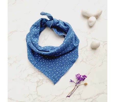 Blue Denim Tone Dots Dog Bandana
