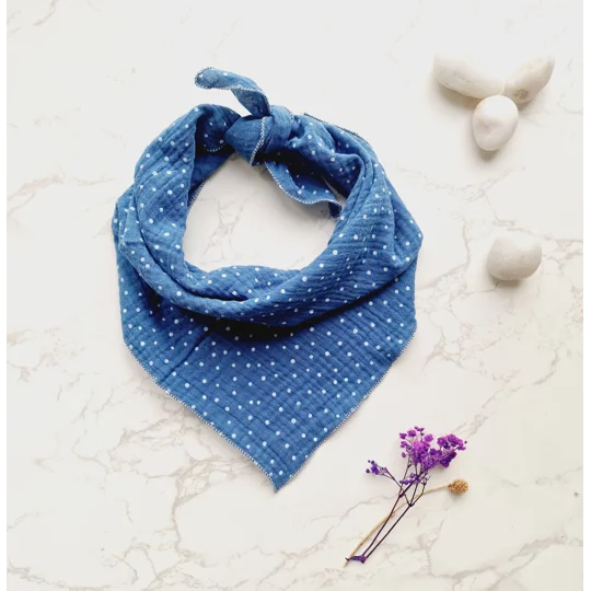 Blue Denim Tone Dots Dog Bandana