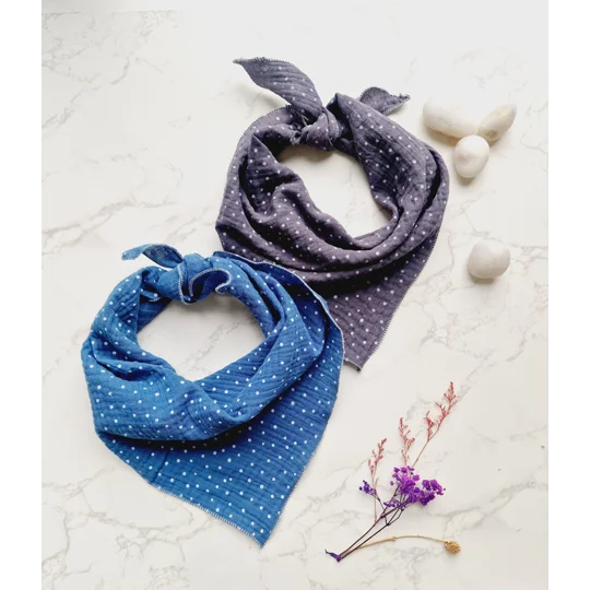 Blue Denim Tone Dots Dog Bandana