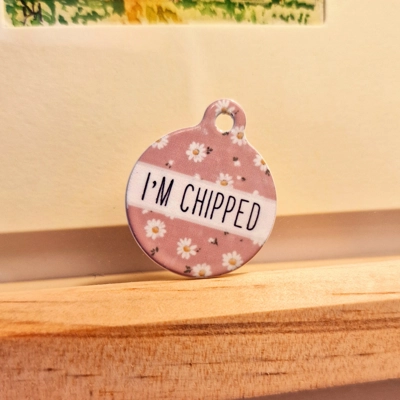 Dusky Pink Daisies Custom ID Dog Tag - NEW STYLE Dusky Pink Daisies Custom ID Dog Tag - NEW STYLE