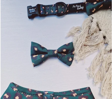 Emerald Green Leopard Dog Bow Tie