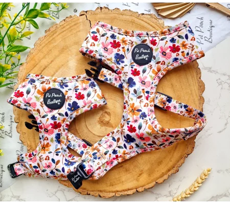 Little Enchanted Meadows Floral Dog Harness - optional flower accessory