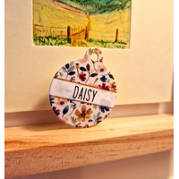 Little Enchanted  Meadows Floral Custom ID Dog Tag - NEW STYLE