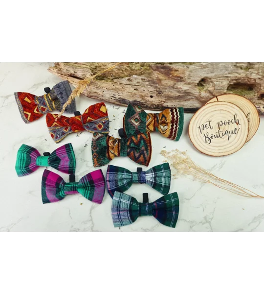 Pink Highland Rebel Plaid Dog Bow Tie