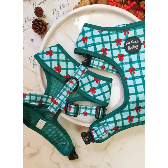 Festive Plaid Christmas Dog Harness
