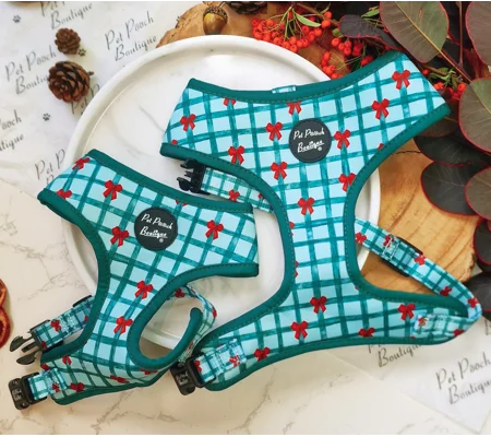Festive Plaid Christmas Dog Harness
