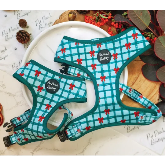Festive Plaid Christmas Dog Harness