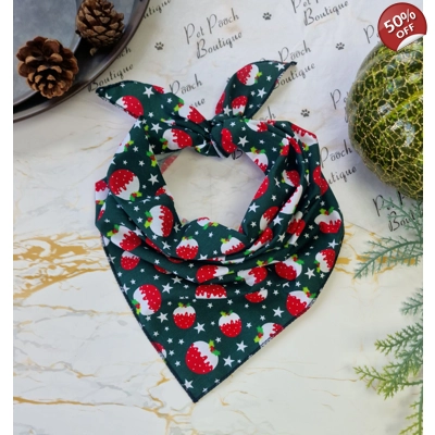 Green Festive Puddings Christmas Bandana