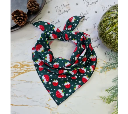 Green Festive Puddings Christmas Bandana