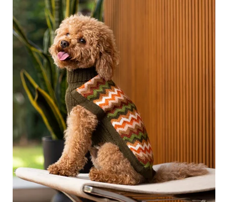 Forest Chevron Knit Alpaca Wool Dog Jumper - Alqo Wasi
