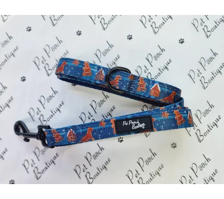 Gingerbread Biscuit Dog Lead - Reversible