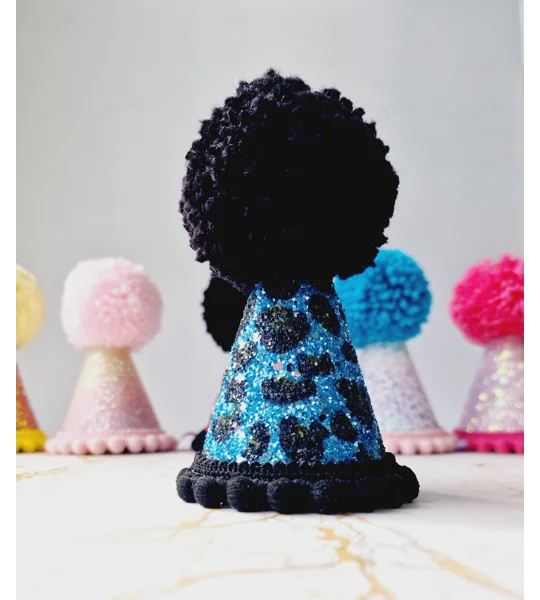 Blue & Black Leopard Prince Glitter Party DOG Hat
