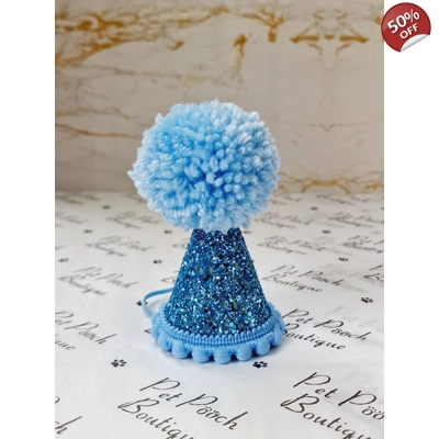 Shark Blue Glitter Party DOG Hat
