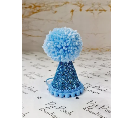 Shark Blue Glitter Party DOG Hat