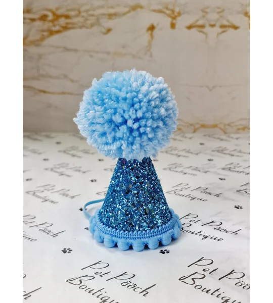 Shark Blue Glitter Party DOG Hat