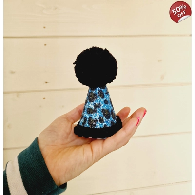 Blue & Black Leopard Prince Glitter Party DOG Hat
