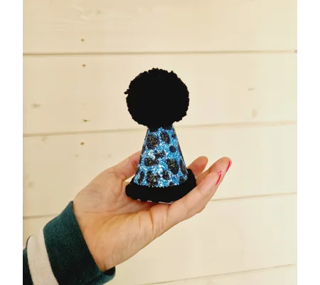 Blue & Black Leopard Prince Glitter Party DOG Hat