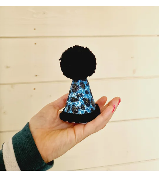 Blue & Black Leopard Prince Glitter Party DOG Hat