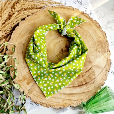 Golden Green Daisy Floral Dog Bandana Golden Green Daisy Floral Dog Bandana