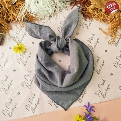 Goose Grey & Gold Dog Bandana