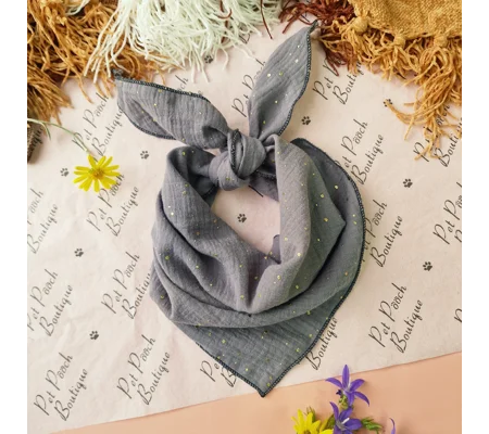 Goose Grey & Gold Dog Bandana