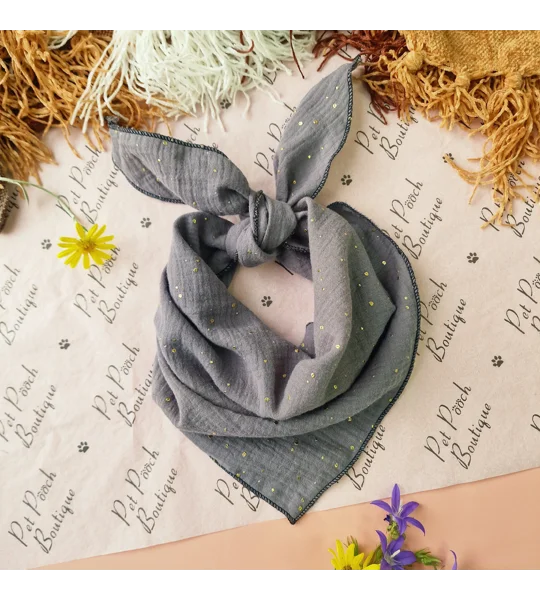 Goose Grey & Gold Dog Bandana