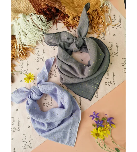 Goose Grey & Gold Dog Bandana