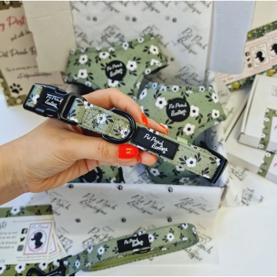 Green Meadow Daisy Dog Collar- Optional Flower Accessory Green Meadow Daisy Dog Collar- Optional Flower Accessory