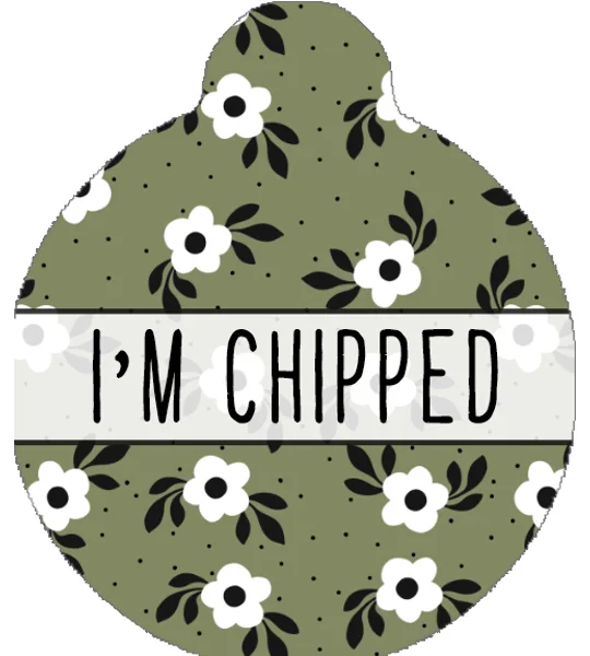 Green Meadow Daisy Custom ID Dog Tag - NEW STYLE