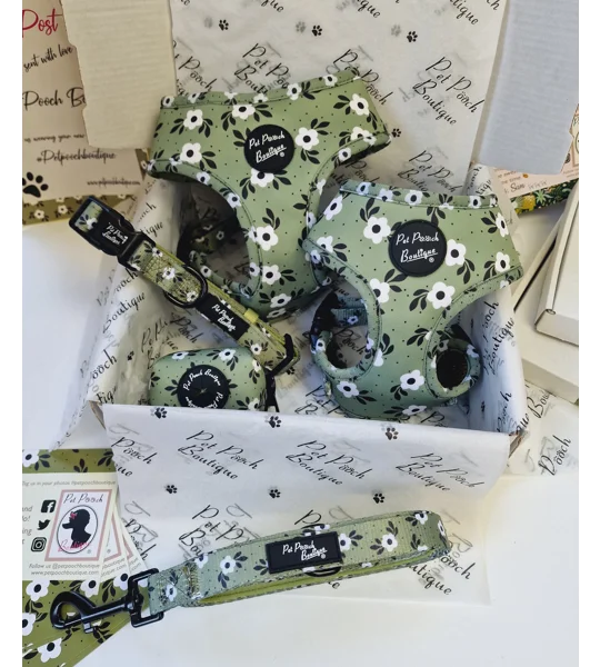 Green Meadow Daisy Flower Collar Attachment