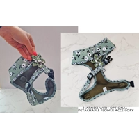 Green Meadow Daisy Dog Harness  - optional flower accessory