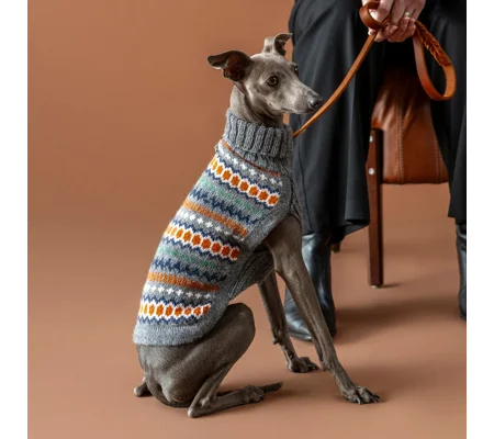 Grey Hexagon Alpaca Wool Dog Jumper - Alqo Wasi