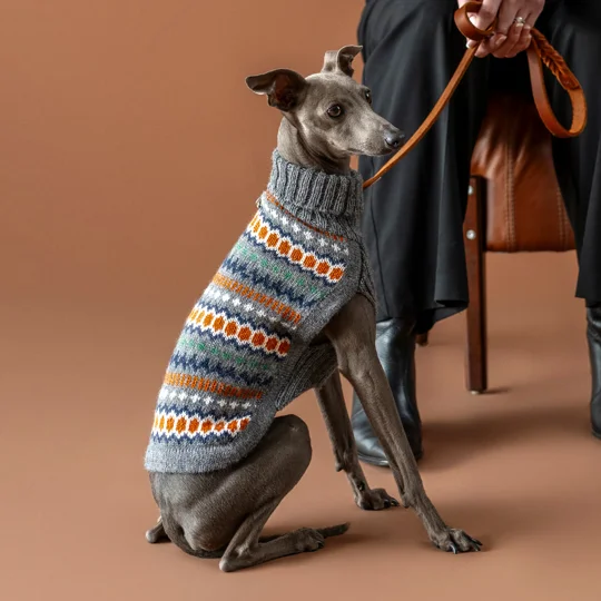 Grey Hexagon Alpaca Wool Dog Jumper - Alqo Wasi