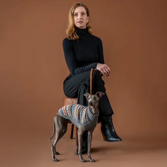 Grey Hexagon Alpaca Wool Dog Jumper - Alqo Wasi