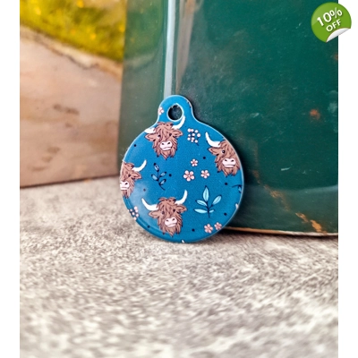 Happy Highland Cow Custom ID Dog Tag - NEW STYLE