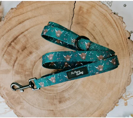Happy Highland Cow Dog Lead - Reversible