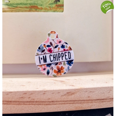 Little Enchanted  Meadows Floral Custom ID Dog Tag - NEW STYLE