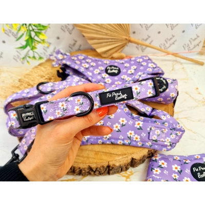 Lucky Little Lavender Daisies Dog Collar- Optional Flower .. Lucky Little Lavender Daisies Dog Collar- Optional Flower ..