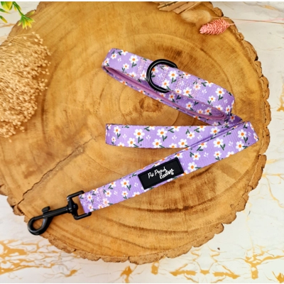 Lucky Little Lavender Daisies Dog Lead - Reversible Lucky Little Lavender Daisies Dog Lead - Reversible