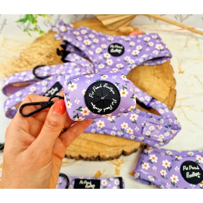 Lucky Little Lavender Daisies Poo Bag Holder Lucky Little Lavender Daisies Poo Bag Holder