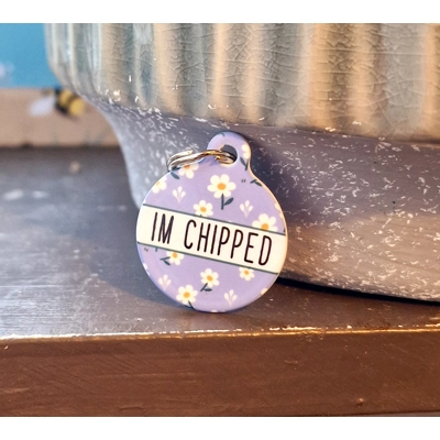 Lucky Little Lavender Daisies Custom ID Dog Tag - NEW STYLE Lucky Little Lavender Daisies Custom ID Dog Tag - NEW STYLE