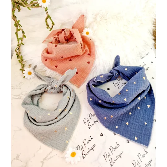 Ash Blue Heart of Gold Dog Bandana