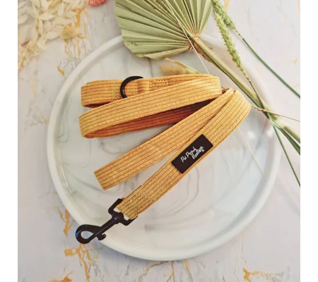 Mustard Yellow Cord Dog Lead - Reversible