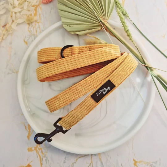 Mustard Yellow Cord Dog Lead - Reversible