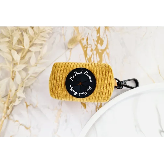 Mustard Yellow Cord Dog Poo Bag Holder