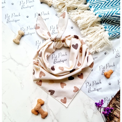 Natural Hand Drawn Hearts Dog Bandana Natural Hand Drawn Hearts Dog Bandana