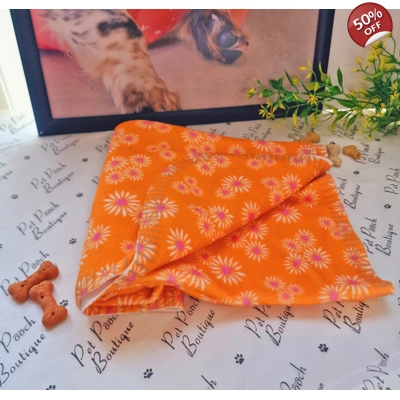 Orange Daisies Fleece Dog Blanket