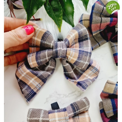 Pebble Chaser Plaid SAILOR Dog Bow Tie