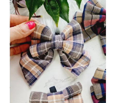 Pebble Chaser Plaid SAILOR Dog Bow Tie