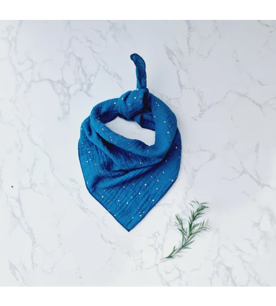 Petrol Blue & Gold Dog Bandana